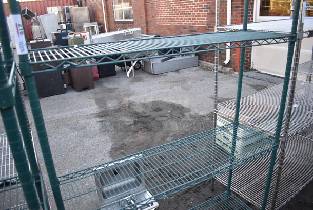 Metro Green Finish 3 Tier Wire Shelving Unit. BUYER MUST DISMANTLE. PCI CANNOT DISMANTLE FOR SHIPPING. PLEASE CONSIDER FREIGHT CHARGES. 48x14x63 - Image 3 of 3
