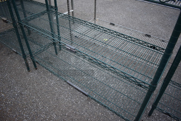 Metro Green Finish 4 Tier Wire Shelving Unit. BUYER MUST DISMANTLE. PCI CANNOT DISMANTLE FOR SHIPPING. PLEASE CONSIDER FREIGHT CHARGES. 48x14x63 - Image 2 of 3