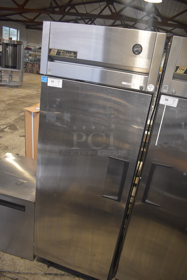 2012 True TG1R-1S ENERGY STAR Stainless Steel Commercial Single Door Reach In Cooler w/ Poly Coated Racks on Commercial Casters. 115 Volts, 1 Phase. 29x34x82. Tested and Working! - Image 3 of 6