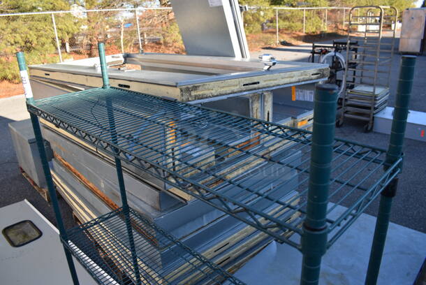 Metro Green Finish 3 Tier Wire Shelving Unit. BUYER MUST DISMANTLE. PCI CANNOT DISMANTLE FOR SHIPPING. PLEASE CONSIDER FREIGHT CHARGES. 48x14x63 - Image 2 of 3