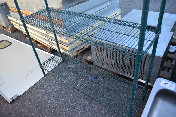 Metro Green Finish 3 Tier Wire Shelving Unit. BUYER MUST DISMANTLE. PCI CANNOT DISMANTLE FOR SHIPPING. PLEASE CONSIDER FREIGHT CHARGES. 48x14x63 - Image 3 of 3