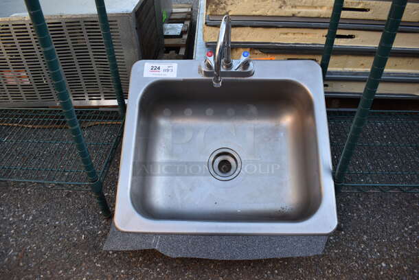 Stainless Steel Single Bay Drop In Sink w/ Faucet and Handles. 23x21x30 - Image 1 of 3