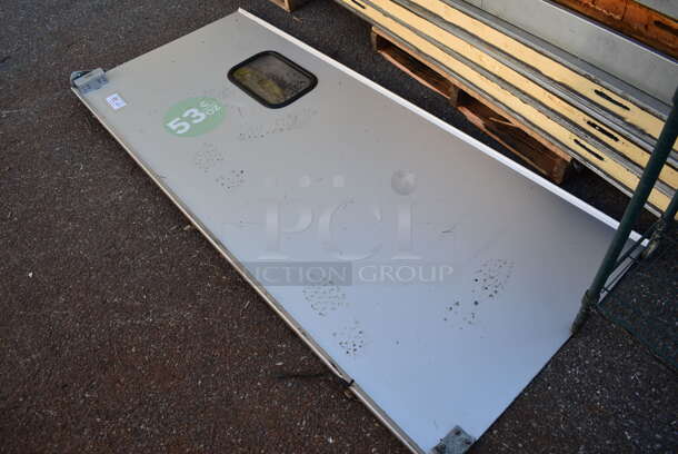 Eliason Metal Swinging Kitchen Door. 35.5x3x83 - Image 1 of 4