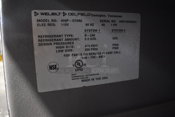2019 Delfield 406P-STAR2 Stainless Steel Commercial Single Door Undercounter Cooler. Comes w/ 4 Commercial Casters. 115 Volts, 1 Phase. 27x30x30. Tested and Working! - Image 6 of 6