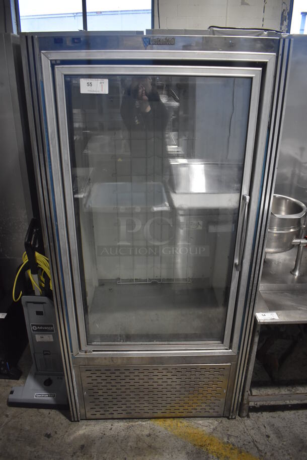CustomCool GDF1SC Stainless Steel Commercial Single Door Reach In Cooler Merchandiser. 115/208 Volts, 1 Phase. 38x34x78