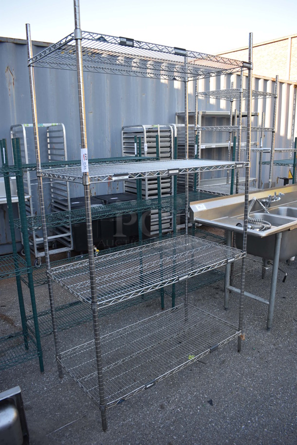 Metro Chrome Finish 4 Tier Wire Shelving Unit. BUYER MUST DISMANTLE. PCI CANNOT DISMANTLE FOR SHIPPING. PLEASE CONSIDER FREIGHT CHARGES. 48x24x87 - Image 2 of 4