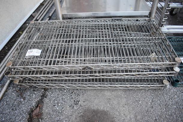 ALL ONE MONEY! Lot of 6 Chrome Finish Wire Shelves w/ 4 Chrome Finish Poles. 36x18x1.5, 36x14x1.5 - Image 2 of 5