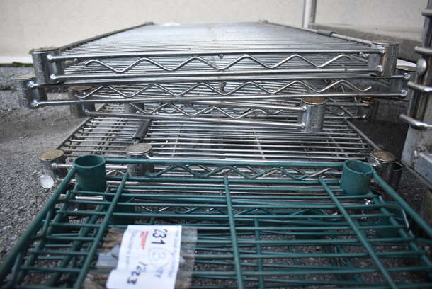 ALL ONE MONEY! Lot of 6 Chrome Finish Wire Shelves w/ 4 Chrome Finish Poles. 36x18x1.5, 36x14x1.5 - Image 5 of 5