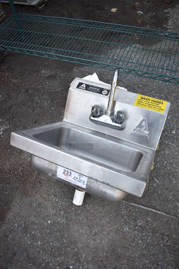 Aero Stainless Steel Commercial Single Bay Wall Mount Sink w/ Faucet and Handles. 17x16x24 - Image 3 of 6