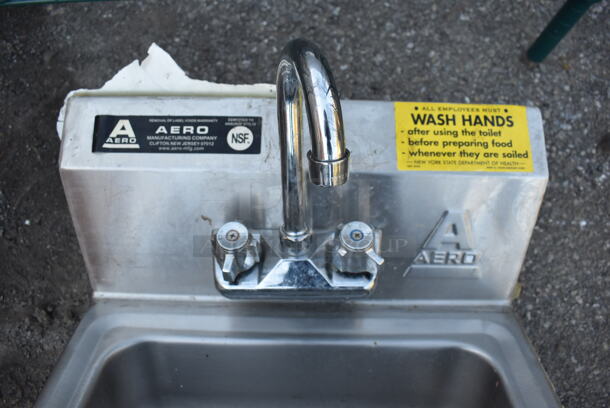 Aero Stainless Steel Commercial Single Bay Wall Mount Sink w/ Faucet and Handles. 17x16x24 - Image 4 of 6