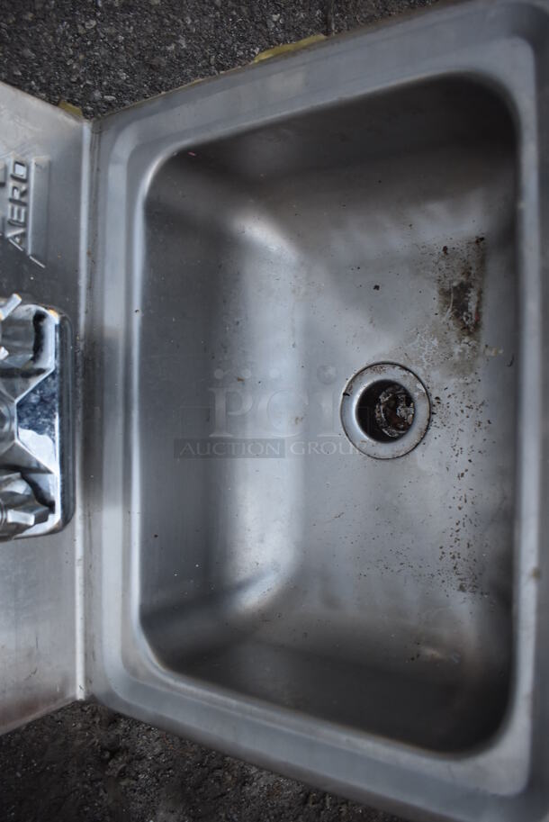 Aero Stainless Steel Commercial Single Bay Wall Mount Sink w/ Faucet and Handles. 17x16x24 - Image 5 of 6