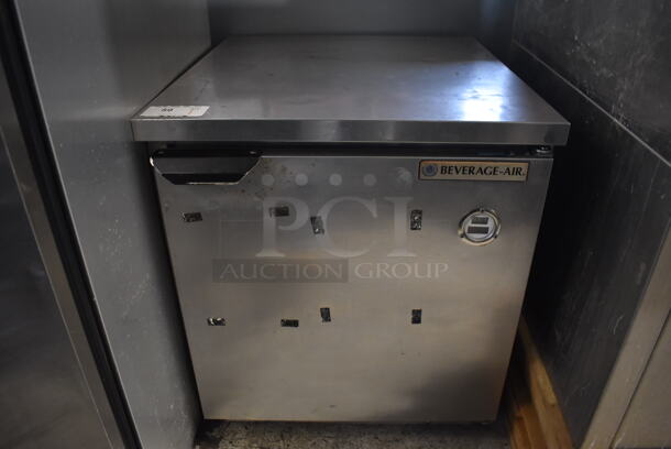 Beverage Air Stainless Steel Commercial Single Door Undercounter Freezer. 115 Volts, 1 Phase. 27x30x30.5. Tested and Working!