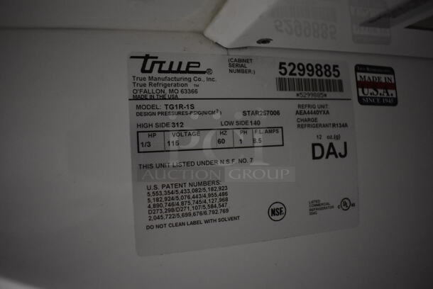 True TG1R-1S ENERGY STAR Stainless Steel Commercial Single Door Reach In Cooler w/ Poly Coated Racks. 115 Volts, 1 Phase. 29x34x82. Tested and Working! - Image 4 of 5