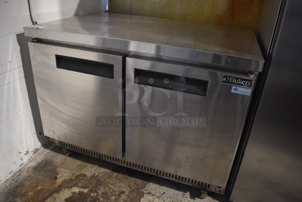 Dukers DUC48F Stainless Steel Commercial 2 Door Undercounter Freezer on Commercial Casters. 115 Volts, 1 Phase. 48.5x31.5x36. Tested and Working! - Image 2 of 7