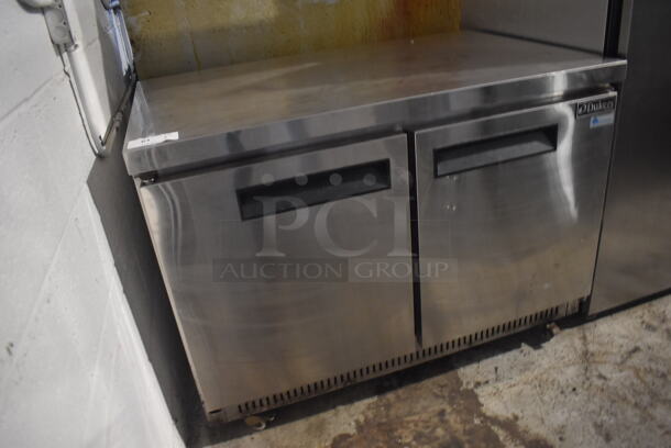 Dukers DUC48F Stainless Steel Commercial 2 Door Undercounter Freezer on Commercial Casters. 115 Volts, 1 Phase. 48.5x31.5x36. Tested and Working! - Image 3 of 7