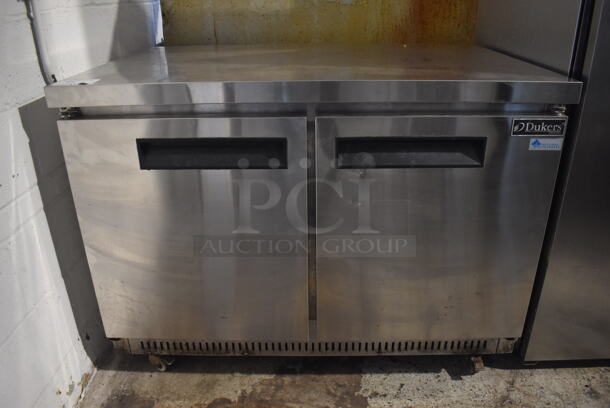 Dukers DUC48F Stainless Steel Commercial 2 Door Undercounter Freezer on Commercial Casters. 115 Volts, 1 Phase. 48.5x31.5x36. Tested and Working! - Image 4 of 7