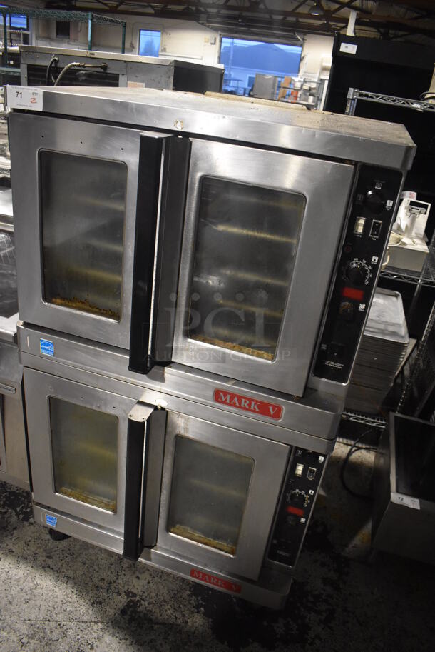 2 Blodgett Mark V ENERGY STAR Stainless Steel Commercial Electric Powered Full Size Convection Ovens w/ View Through Doors, Metal Oven Racks and Thermostatic Controls on Commercial Casters. 440 Volts, 3 Phase. 38x37x64. 2 Times Your Bid! - Image 2 of 12