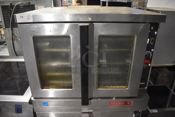 2 Blodgett Mark V ENERGY STAR Stainless Steel Commercial Electric Powered Full Size Convection Ovens w/ View Through Doors, Metal Oven Racks and Thermostatic Controls on Commercial Casters. 440 Volts, 3 Phase. 38x37x64. 2 Times Your Bid! - Image 4 of 12