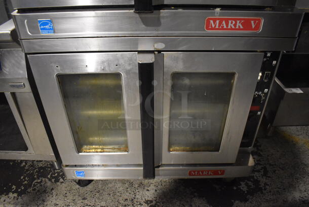 2 Blodgett Mark V ENERGY STAR Stainless Steel Commercial Electric Powered Full Size Convection Ovens w/ View Through Doors, Metal Oven Racks and Thermostatic Controls on Commercial Casters. 440 Volts, 3 Phase. 38x37x64. 2 Times Your Bid! - Image 5 of 12