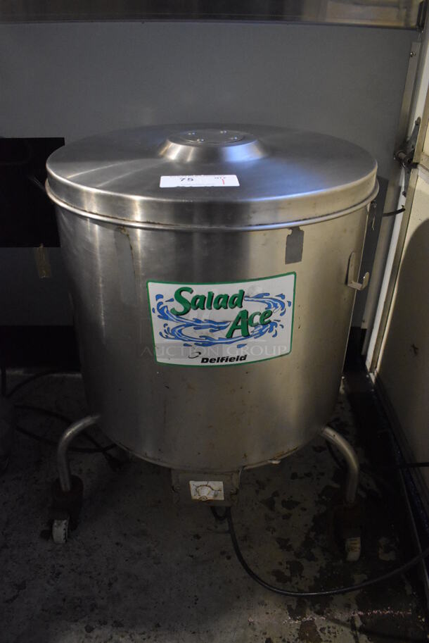 Delfield Stainless Steel Commercial Floor Style Electric Powered Lettuce Spinner Salad Spinner on Commercial Casters. 115 Volts, 1 Phase. 26x26x31. Tested and Working! - Image 1 of 9