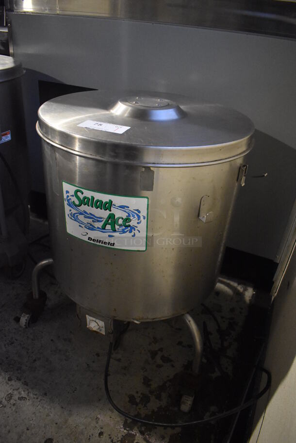 Delfield Stainless Steel Commercial Floor Style Electric Powered Lettuce Spinner Salad Spinner on Commercial Casters. 115 Volts, 1 Phase. 26x26x31. Tested and Working! - Image 2 of 9