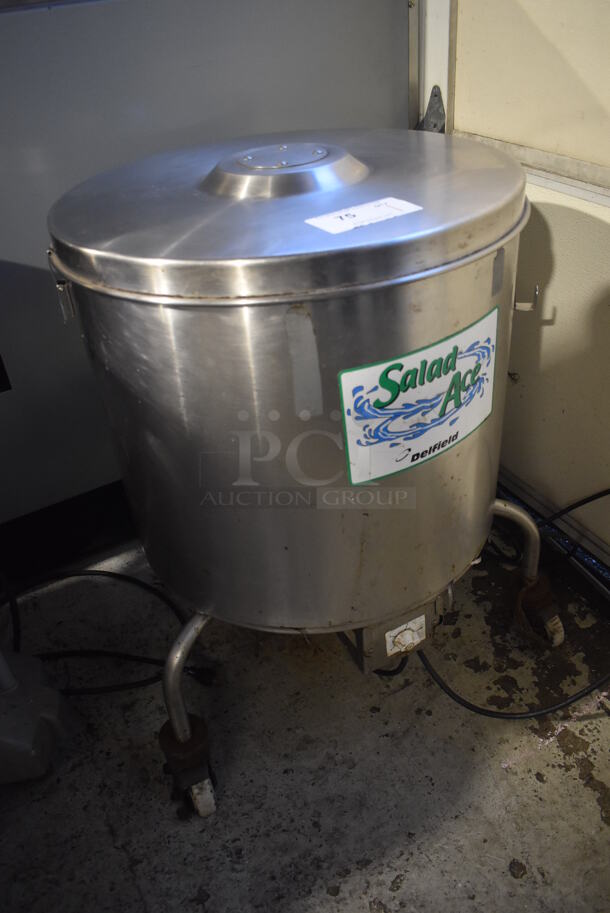Delfield Stainless Steel Commercial Floor Style Electric Powered Lettuce Spinner Salad Spinner on Commercial Casters. 115 Volts, 1 Phase. 26x26x31. Tested and Working! - Image 3 of 9