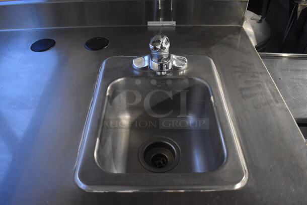 Duke Stainless Steel Commercial Countertop 2 Wood Pattern Door Counter w/ Sink Bay, Faucet and Back Splash. 48x30x41 - Image 3 of 7