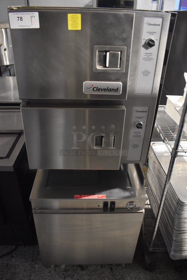 2013 Cleveland 24CSM Stainless Steel Commercial Steam Powered 2 Deck Steam Cabinet. 115 Volts, 1 Phase. 24x34x62.5 - Image 1 of 6