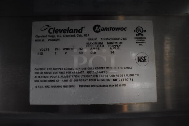 2013 Cleveland 24CSM Stainless Steel Commercial Steam Powered 2 Deck Steam Cabinet. 115 Volts, 1 Phase. 24x34x62.5 - Image 5 of 6