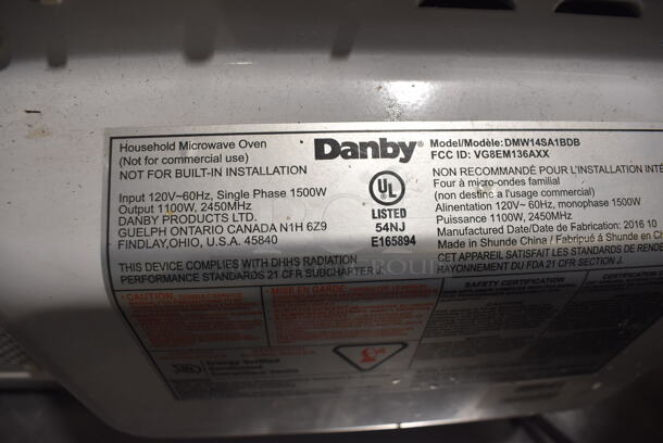 Danby DMW14SA1BDB Metal Countertop Microwave Oven w/ Plate. 120 Volts, 1 Phase. 20x14.5x13 - Image 6 of 6