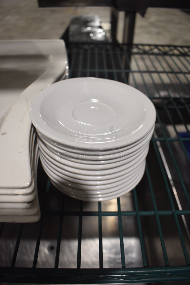 ALL ONE MONEY! Tier Lot of Various White Ceramic Plates; 12 Saucers, 22 Plates.  - Image 4 of 5