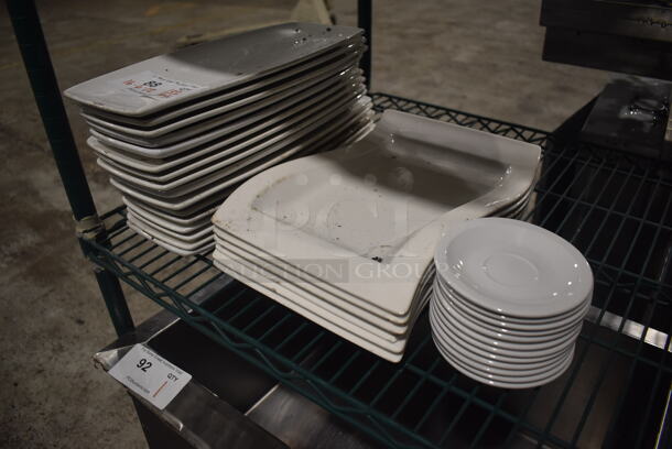 ALL ONE MONEY! Tier Lot of Various White Ceramic Plates; 12 Saucers, 22 Plates.  - Image 5 of 5