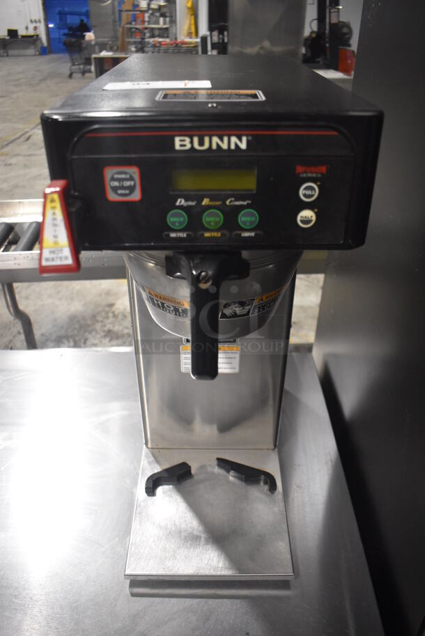 2012 Bunn ICB-DV Infusion Series Stainless Steel Commercial Countertop Iced Tea Machine w/ Hot Water Dispenser and Metal Brew Basket. 120/208-240 Volts, 1 Phase. 10x24x26