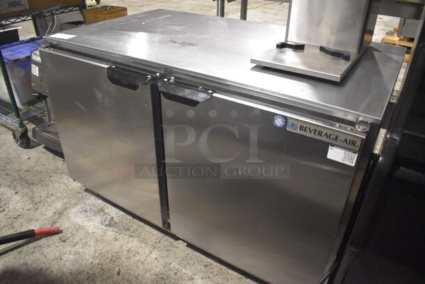 Beverage Air UCR48A-23 Stainless Steel Commercial 2 Door Undercounter Cooler on Commercial Casters. 115 Volts, 1 Phase. 48x31x30.5. Tested and Working!