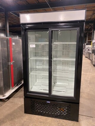 Carrier Commercial 2 Door Reach In Cooler Merchandiser! With View Through Doors! With Poly Coated Racks! Model: MC1100 SN: 2007X73529