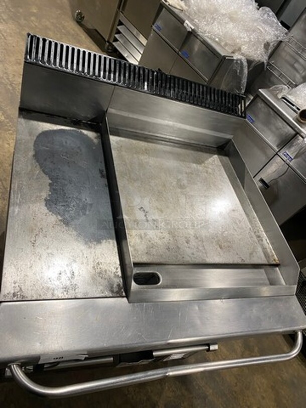 NICE! Garland Commercial Natural Gas Powered Hot Plate With Right Side Flat Griddle! Griddle Has Side Splashes! With Back Splash! With Oven Underneath! All Stainless Steel! - Image 5 of 10