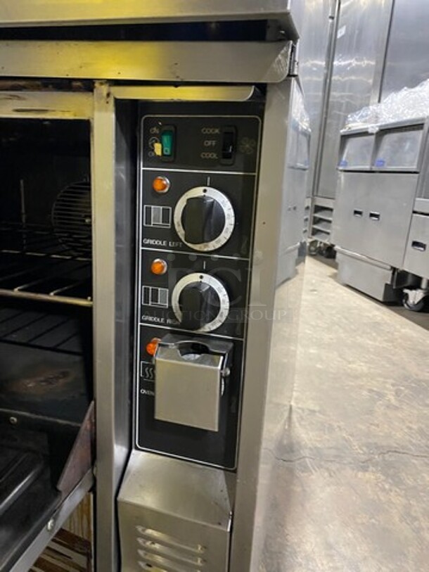NICE! Garland Commercial Natural Gas Powered Hot Plate With Right Side Flat Griddle! Griddle Has Side Splashes! With Back Splash! With Oven Underneath! All Stainless Steel! - Image 8 of 10