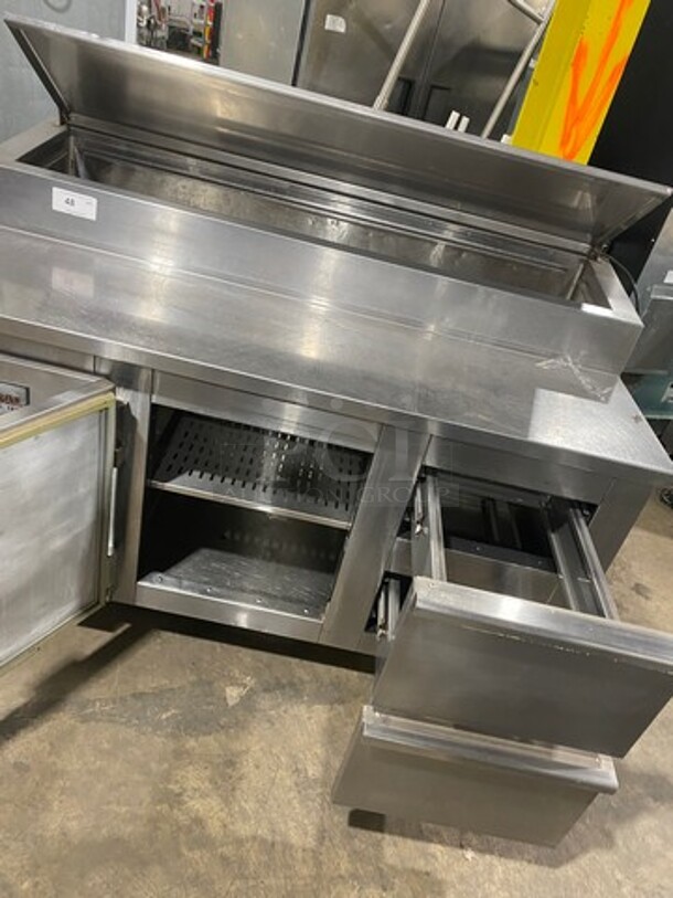 2010 Marsal Commercial Refrigerated Pizza Prep Table! With Single Door Storage Space! With 2 Drawers Underneath! All Stainless Steel! On Casters! Model: BM64 SN: 1319 115V 60Hz 1 Phase - Image 5 of 11