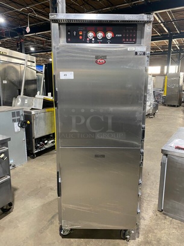 FWE Commercial Electric Powered Rethermalization/ Holding Cabinet! With Solid Split Doors! All Stainless! On Casters! Model: RH18HO SN: 133676602 60HZ 1 Phase