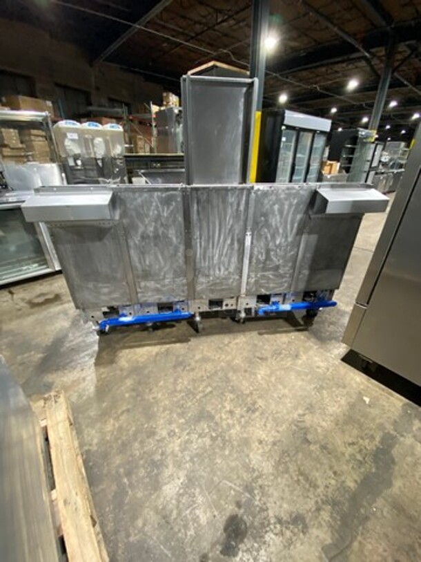 FAB! Pitco Frialator Commercial Natural Gas Powered 4 Bay Deep Fat Fryer! With Middle Fryer Basket Rack! With Oil Filter System! All Stainless Steel! On Casters! Model: SGH50 SN: G10HC034165 - Image 4 of 12