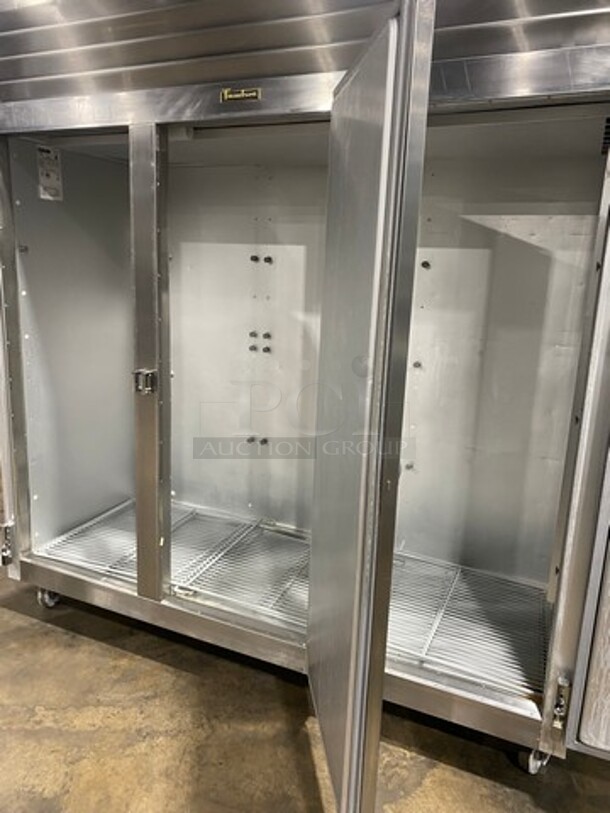COOL! Traulsen Commercial 3 Door Reach In Freezer! With Poly Coated Racks! All Stainless Steel! On Casters! Model: G31310 SN: T15127L15 208/230V - Image 5 of 9