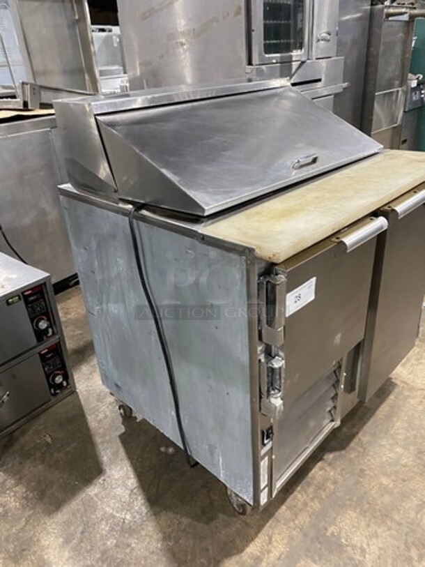 Leader Commercial Refrigerated Sandwich Prep Table! With 2 Door Underneath Storage Space! With Commercial Cutting Board! All Stainless Steel! On Casters! Model: LM36 SN: PU10M0051 115V 60HZ 1 Phase - Image 2 of 9