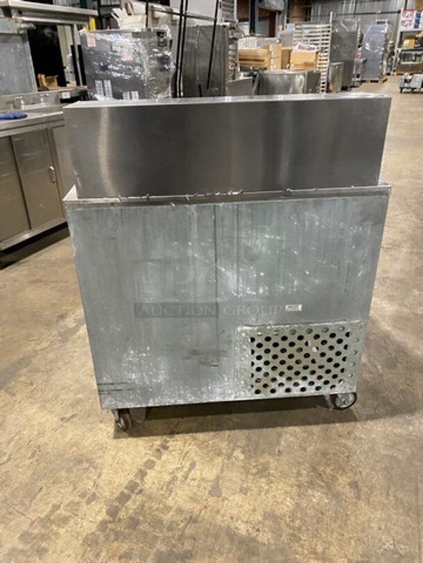 Leader Commercial Refrigerated Sandwich Prep Table! With 2 Door Underneath Storage Space! With Commercial Cutting Board! All Stainless Steel! On Casters! Model: LM36 SN: PU10M0051 115V 60HZ 1 Phase - Image 4 of 9