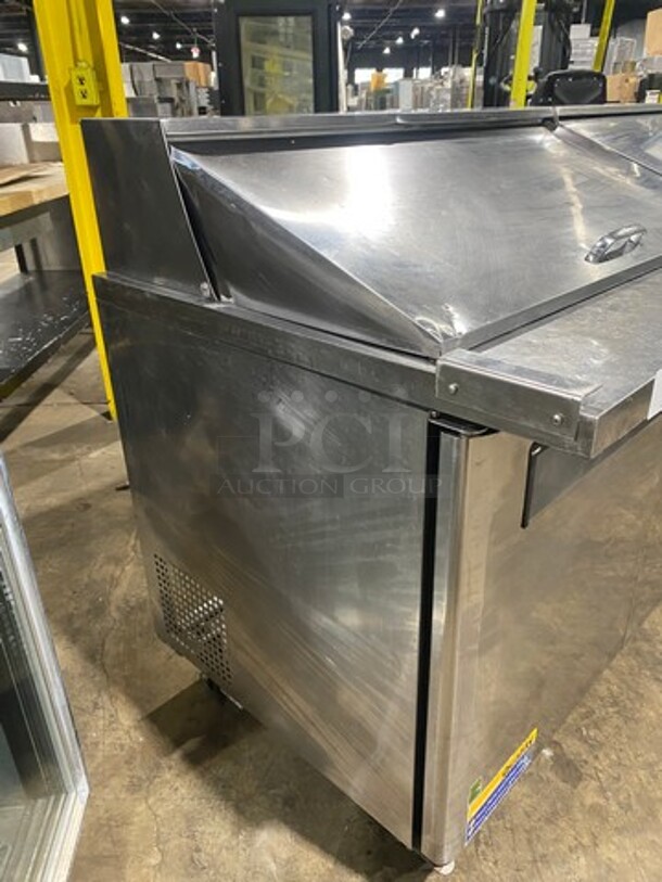 Turbo Air Commercial Refrigerated Sandwich Prep Table! With 3 Door Storage Space Underneath! Poly Coated Racks! All Stainless Steel! On Casters! Model: MST7230 SN: MM7T808001 115V 60HZ 1 Phase - Image 2 of 9