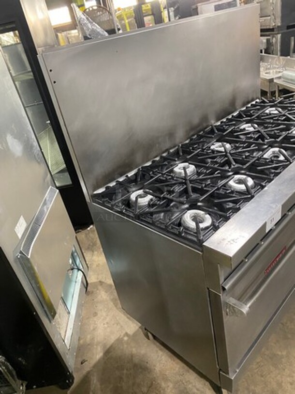 Vulcan Commerical Natural Gas Powered 10 Burner Stove! With Raised Back Splash! With 2 Oven Underneath! All Stainless Steel! On Casters! - Image 2 of 10