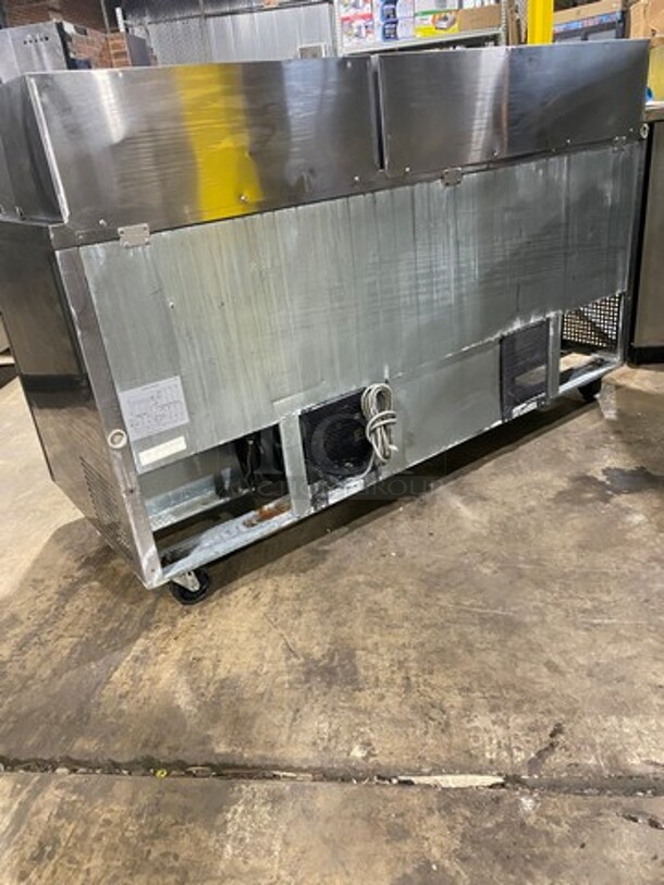 Turbo Air Commercial Refrigerated Sandwich Prep Table! With 3 Door Storage Space Underneath! Poly Coated Racks! All Stainless Steel! On Casters! Model: MST7230 SN: MM7T808001 115V 60HZ 1 Phase - Image 4 of 9