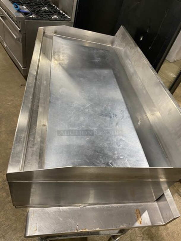 MagicK'tchn Commercial Countertop Electric Powered Flat Top Griddle! With Back And Side Splashes! On Equipment Stand! With Storage Space Underneath! All Stainless Steel! On Casters!  - Image 5 of 9
