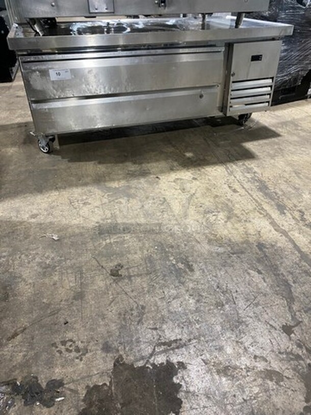 Ikon Commercial Refrigerated Chef Base! With 2 Drawer Storage Space! All Stainless Steel! On Casters! Model: KCBR60 SN: KCBR608145173 115V 60HZ 1 Phase