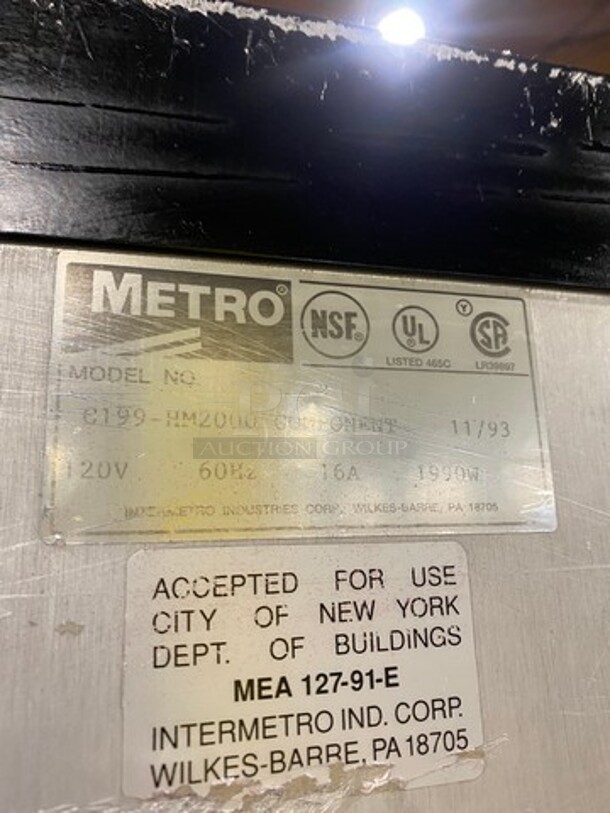 Metro Commercial Heated Holding Cabinet/ Food Warmer! All Stainless Steel! On Casters! Model: C199HM2000 120V - Image 5 of 9