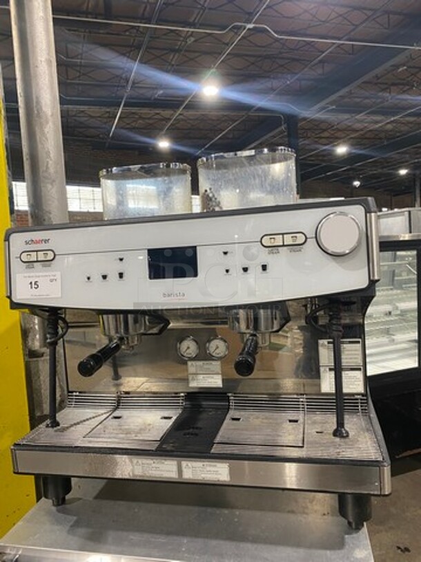 WOW! LATE MODEL! Dunkin Donuts Edition! Schaerer Commercial Countertop 2 Group Espresso Machine! With Steam Lines! Stainless Steel! On Small Legs!